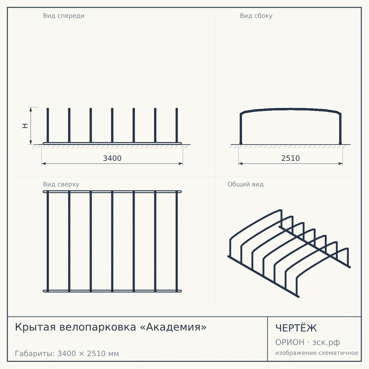 Крытая велопарковка «Академия» — чертёж